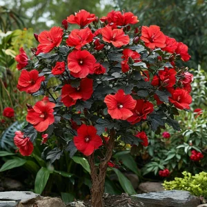 Гибискус Миднайт Роуз купить по цене от 269р. в интернет-магазине «Посадика» с доставкой почтой в в Кубинкае и по всей России – [изображение №1].