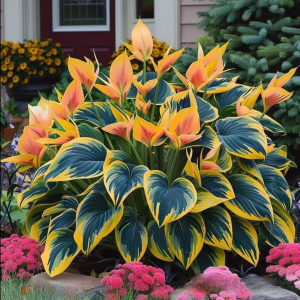 Хоста Флейм Данс купить по цене от 650р. в интернет-магазине «Посадика» с доставкой почтой в в Кубинкае и по всей России – [изображение №1].